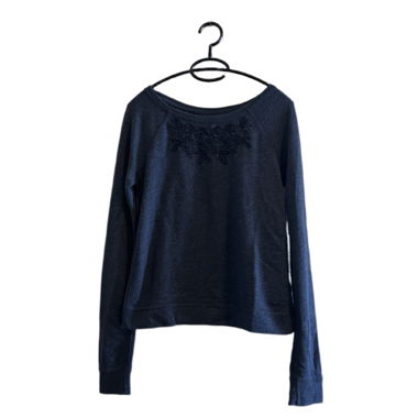 Hollister Sweatshirt, blue with floral embroidery