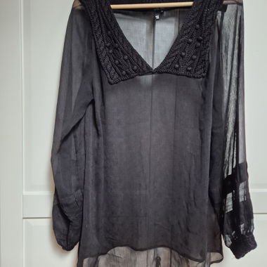 Blusa nera in chiffon miss Baron, tg. 38