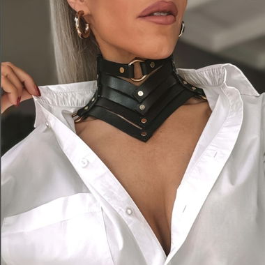 Halsband (fabrikneu, OVP) schwarz / Kunstleder