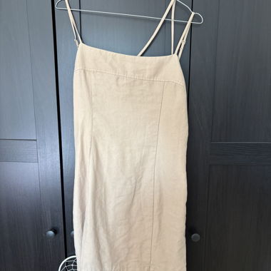 Beige linen slip dress