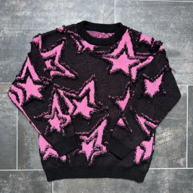 Schwarz-Pinker Sternen-Pullover