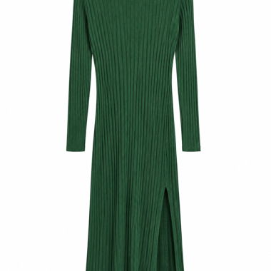 Robe longue vert foncé plissée