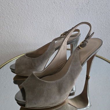 Décolleté slingback in camoscio grigio Navyboot