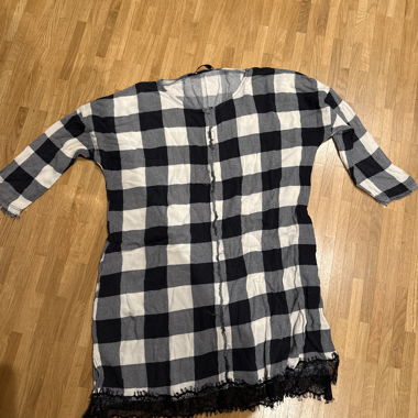 Black and white check tunic dress