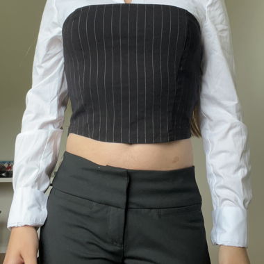 Black and white pinstripe corset top/blouse