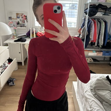Bershka red long sleeve bodysuit