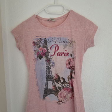 T-Shirt rosa con stampa Parigi