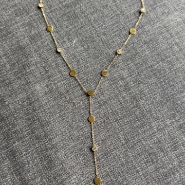 Collier acier inoxydable forme Y doré avec strass
