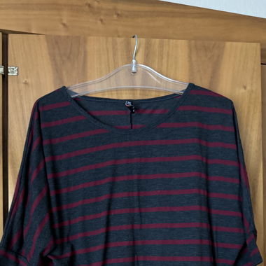  Basic Streifen shirt Anthrazit Rot