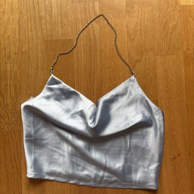 Silver Satin Top with Chain