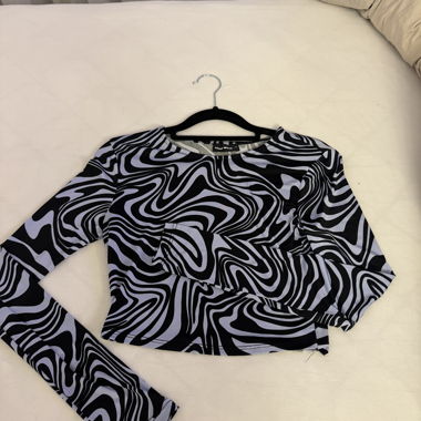long sleeve crop top mit zebra muster