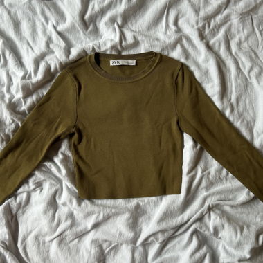 Zara long sleeve green crop top