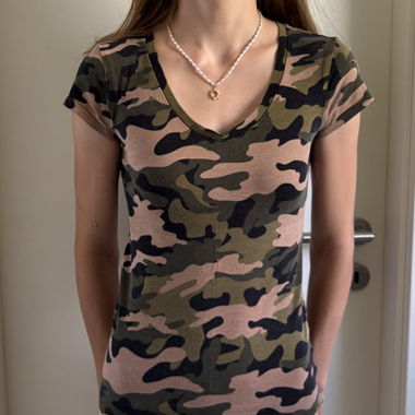 Military Pattern V-Neck T-Shirt