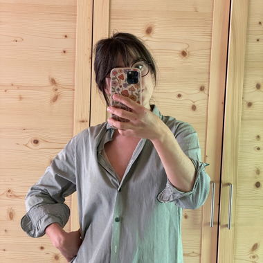 Vintage green striped shirt with embroidered details 