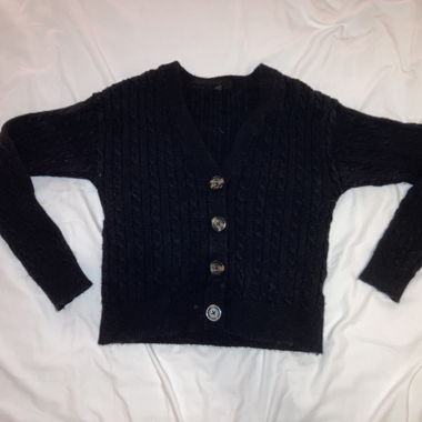 Cardigan noir à col en V