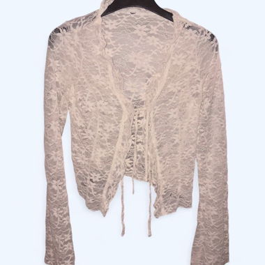 Giacca bolerò in pizzo beige
