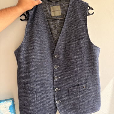 Gilet gris/bleu à boutons