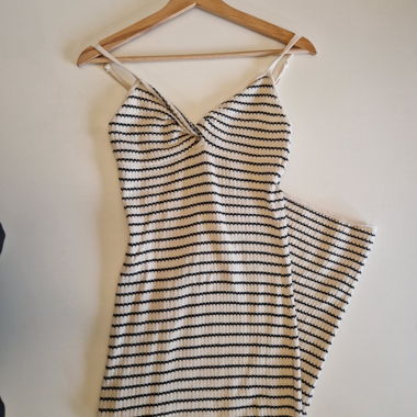 Amisu Strick-Midikleid, gestreift, EU 38