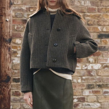 MNG Plaid Cropped Jacket