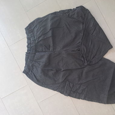 Black Ficus flowy leinen cargohosen