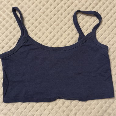 Dark blue crop top with spaghetti straps