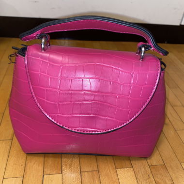 Pink Croc-Embossed Handbag