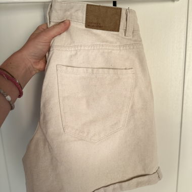 Beige Denim Shorts
