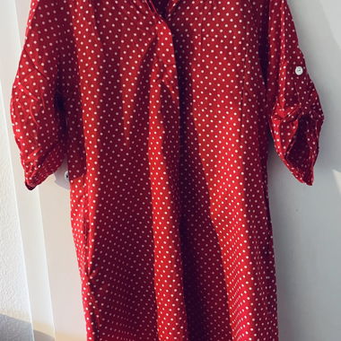 Red Polka-Dot Cotton Dress S/M