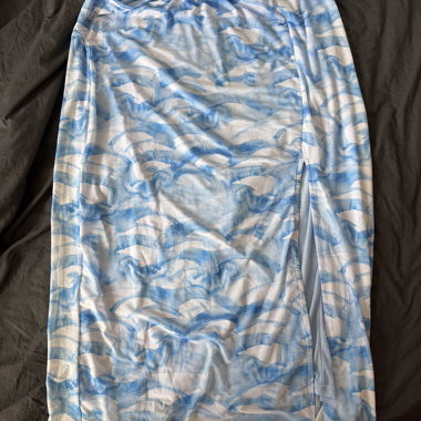 Jupe longue bleu-blanc