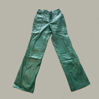 Pantaloni in Vera Pelle Verde