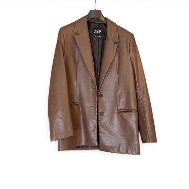 Brown leather blazer