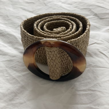 Woven Belt with Tortoiseshell Buckle