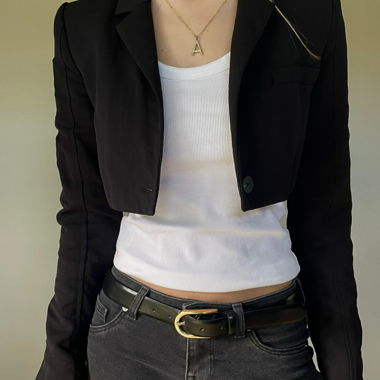Black cropped blazer