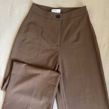 Pantaloni in tessuto vita alta marroni, tg. 36, come nuovi