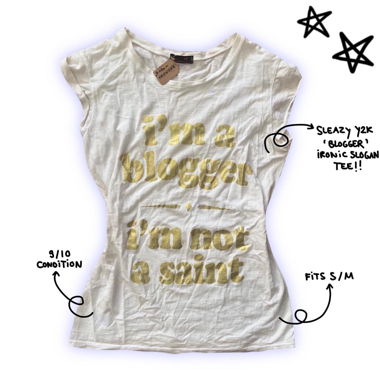 y2k indiesleaze ironic blogger slogan tee