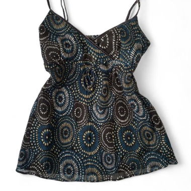 Top Cami stampato verde smeraldo e marrone