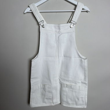 White denim pinafore dress