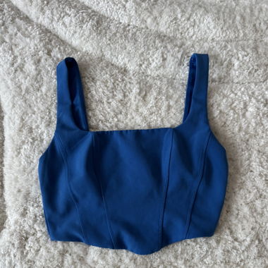 Top corto blu stile corsetto
