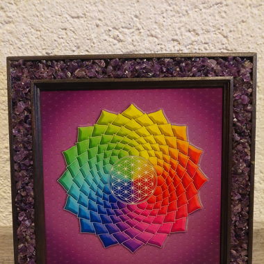 Chakra Bild mit Amethyst Heilstein