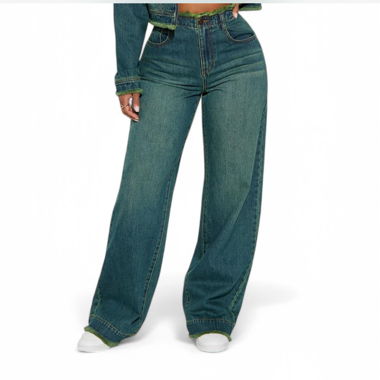Jeans verdi a gamba larga