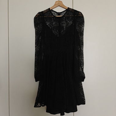MAJE Black lace dress with long sleeves