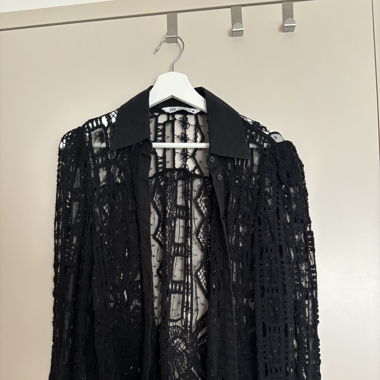 Zara Schwarze Bluse mit Spitze, Grösse M