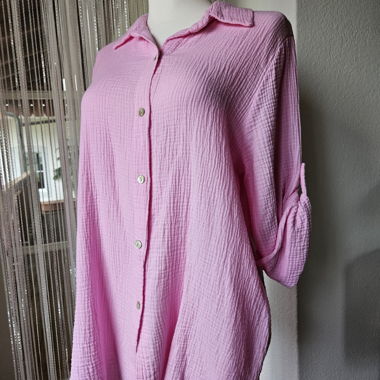 Musselinbluse in Babyrosa