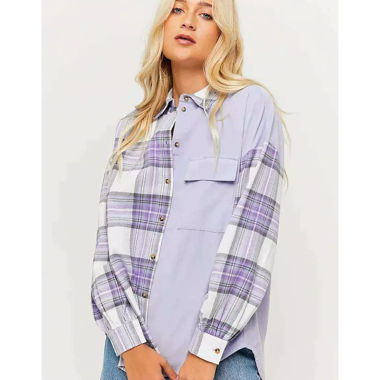 Camicia a quadri lilla