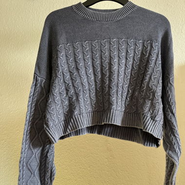 Pull crop top gris/bleu