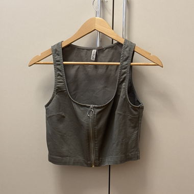 Graues Crop-Top mit Reissverschluss