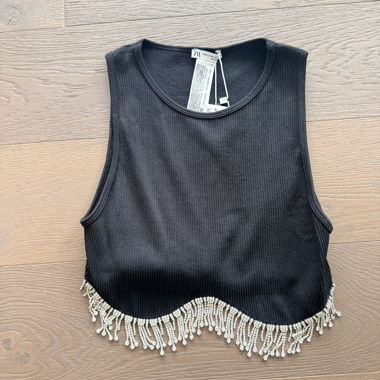 Zara black beaded crop top