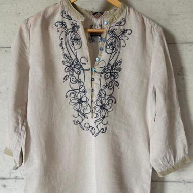 Embroidered Napapijri Tunic – Cream with Navy 