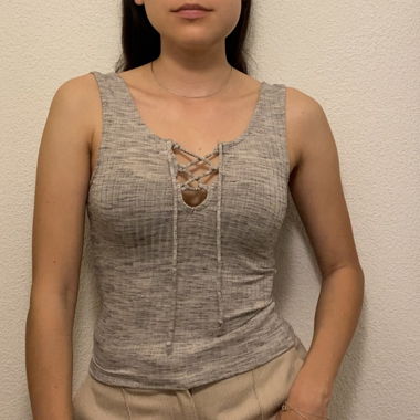 Grey lace-up top