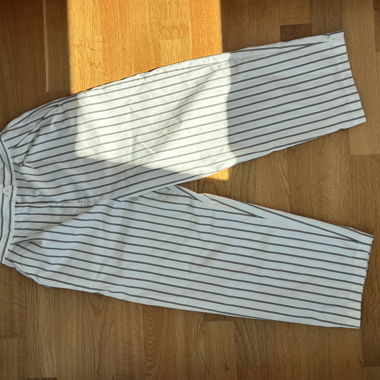 White striped straight-leg trousers